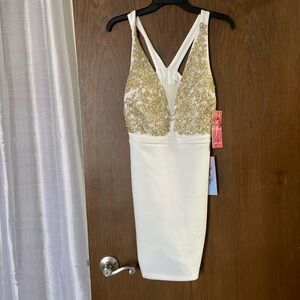 NWT Emerald Sundae Dress
White with Gold Embellishments